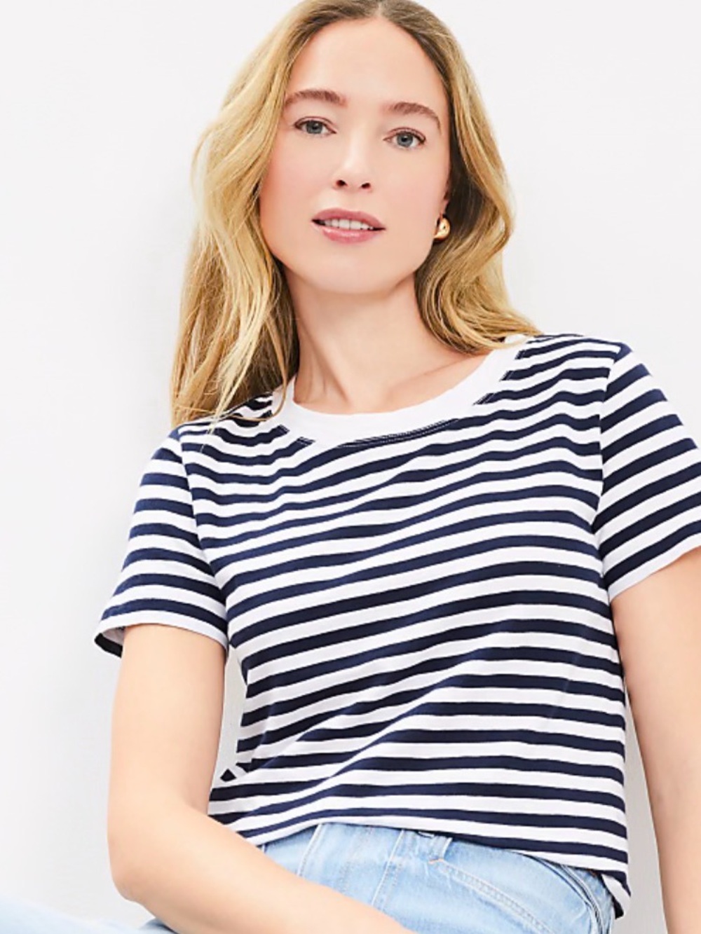 LOFT Striped Everyday Crew Tee | Size M